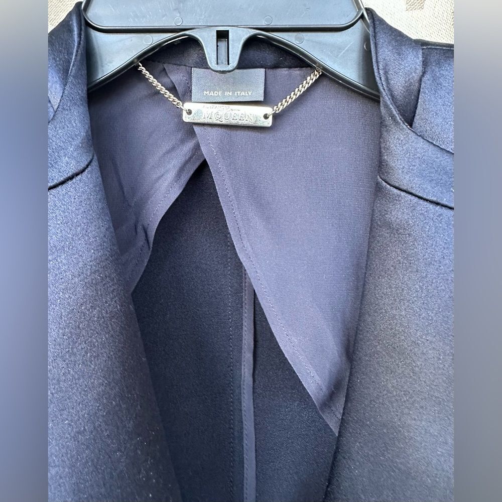 ALEXANDER MCQUEEN Midnight Blue Silk Tuxedo Blazer Jacket 38 - Picture 11 of 11